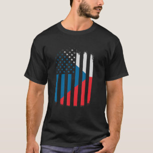 T-shirt Drapeau Tchécoslovaquie-Amérique Drapeau Tchécoslo