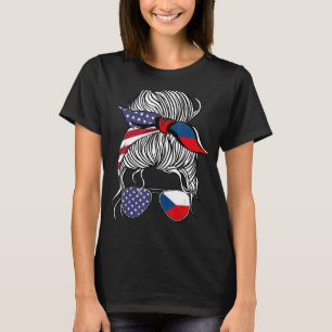 T-shirt Drapeau Tchèque Américaine Femme Czechia Gro