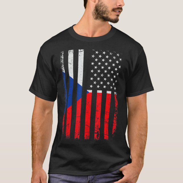 T-shirt Drapeau Tchèque Amérique Pride H République Tchèqu (Devant)