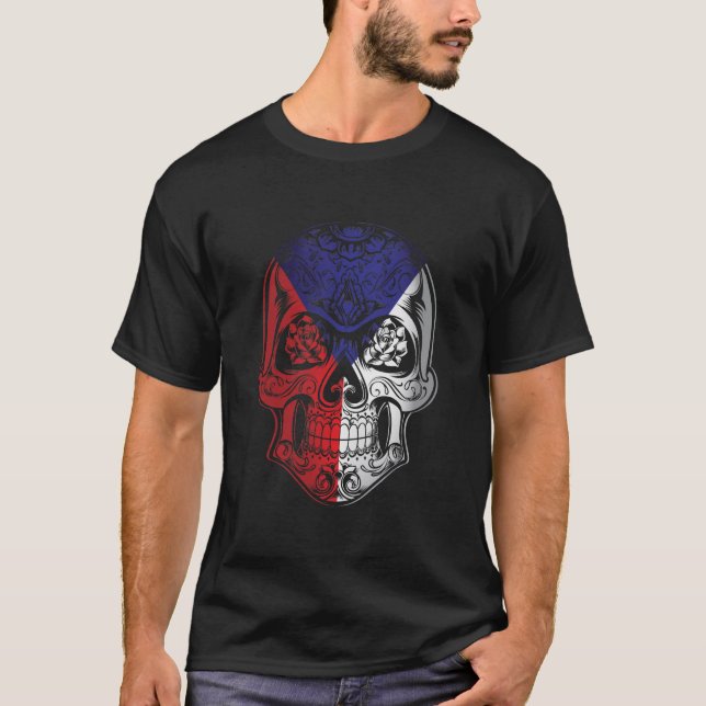 T-shirt Drapeau Tchèque Et Drapeau Rose (Devant)