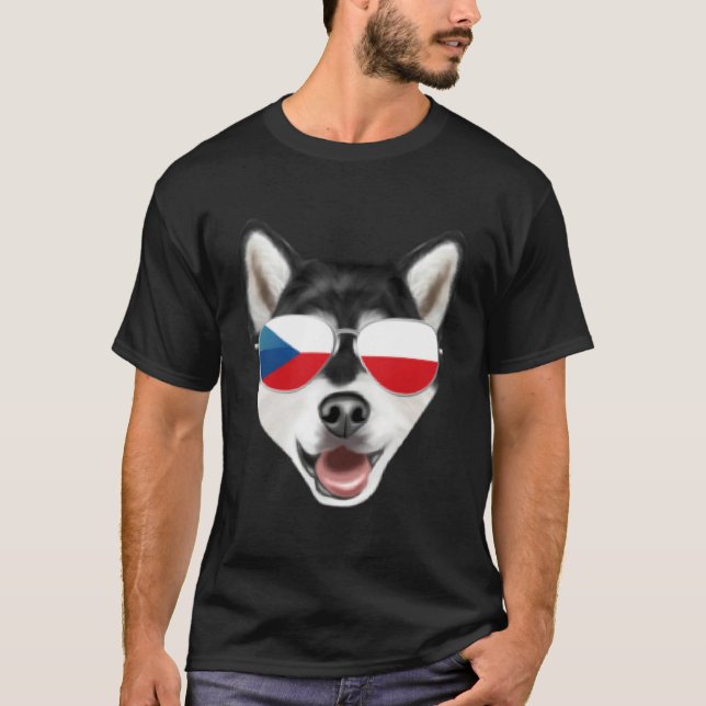 T-shirt Drapeau tchèque Malamute d'Alaska Chien République (Devant)