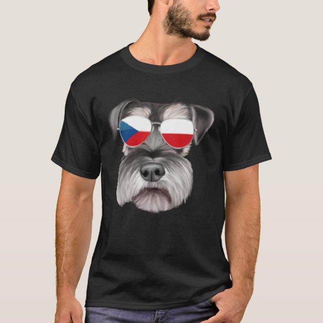 T-shirt Drapeau tchèque Miniature Schnauzer Chien Républiq (Devant)