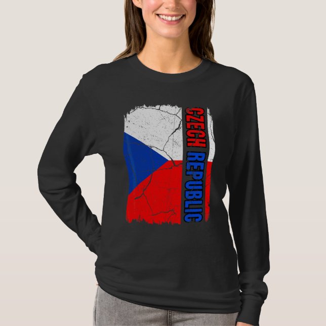 T-shirt Drapeau Tchèque Vintage Fierté République Tchèque  (Devant)