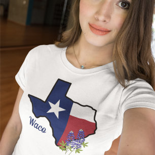 T-shirt Drapeau Texas avec Fleur d'État Bluebonnet personn