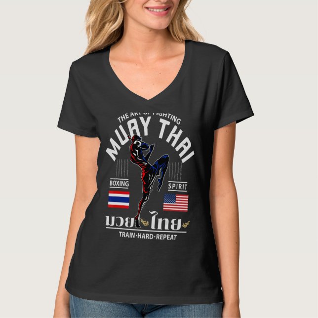T-shirt Drapeau thaïlandais Muay Thai Boxing Train dur (Devant)