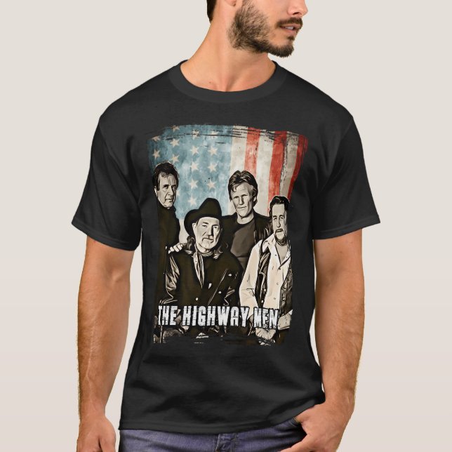 T-shirt Drapeau The Highwaymen Band Cadeau anniversaire de (Devant)
