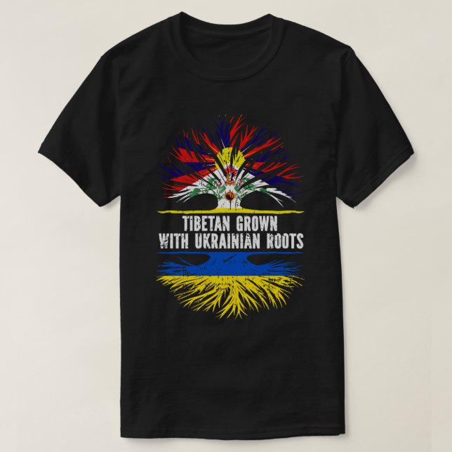 T-shirt Drapeau tibétain aux racines ukrainiennes (Design devant)