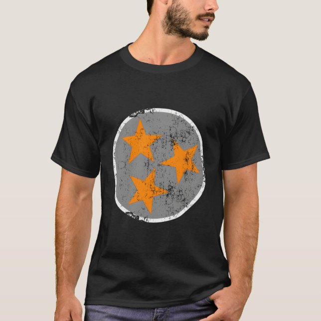 T-shirt Drapeau Tn Distorsion Grey Orange Tennessee State  (Devant)
