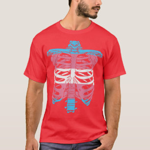 T-shirt Drapeau transgenre Cage de la côte Squelette Hallo