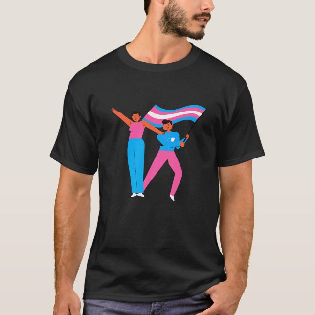 T-shirt Drapeau transgenre de fierté peintre (Devant)