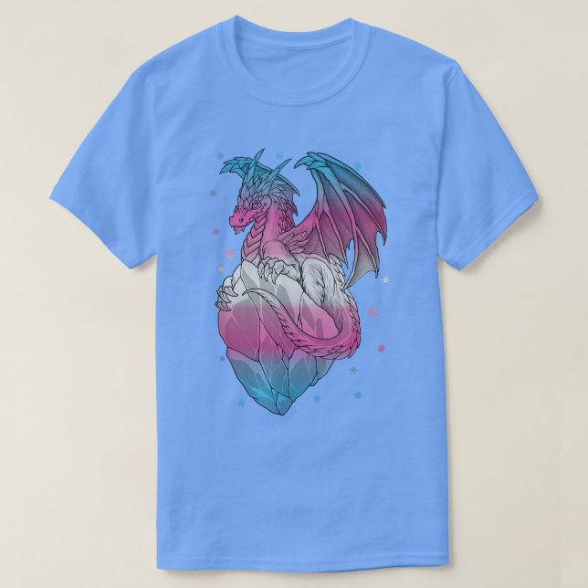 T-shirt Drapeau transgenre de givre Dragon Trans Pride Cou (Design devant)