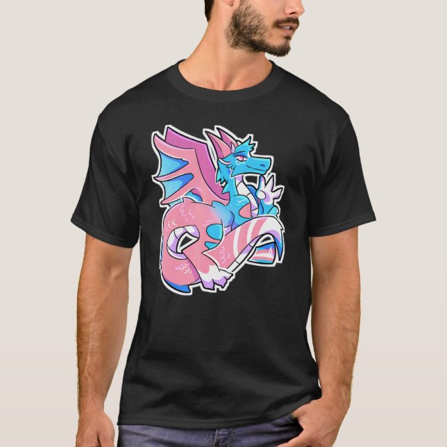 T-shirt Drapeau transgenre de la Fierté Trans Dragon Trans (Devant)