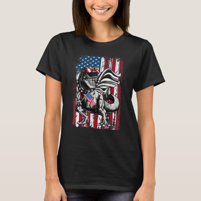 T-shirt Drapeau Trex Popsicle Usa 4 juillet Dinosaur (Devant)
