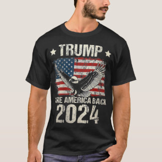 T-shirt Drapeau Trump 2024 Ramener l'Amérique Hommes Femme