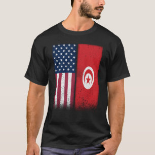 T-shirt Drapeau Tunisien USA Et Tunisie Drapeaux Fiers Tun