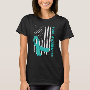 T-shirt Drapeau turquoise américain Mois de sensibilisatio