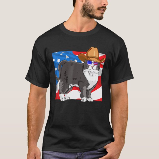 T-shirt Drapeau Tuxedo 4 juillet patriotique américain (Devant)