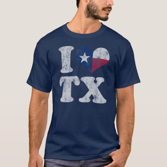 T-shirt Drapeau TX du Texas du coeur I (Devant)