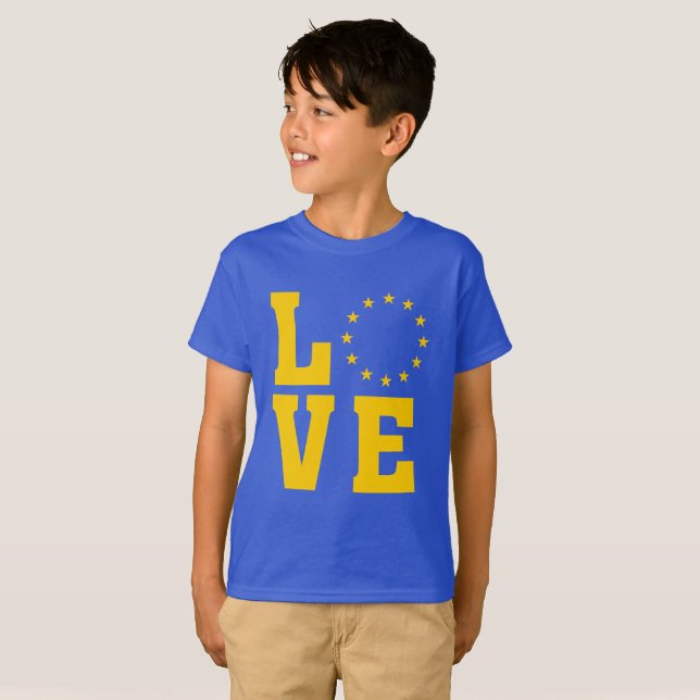 T-shirt Drapeau UE, Union européenne, AMOUR (Devant entier)