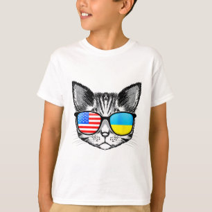T-shirt Drapeau Ukraine États-Unis Racines Chat Ukrainien