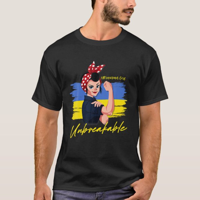 T-shirt Drapeau ukrainien de la fille indestructible Ukrai (Devant)