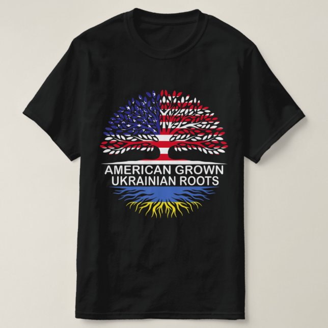 T-shirt Drapeau ukrainien des racines ukrainiennes grandis (Design devant)