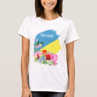 T-shirt Drapeau ukrainien et fleurs