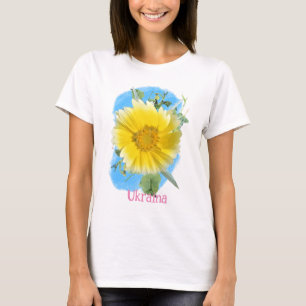 T-shirt Drapeau ukrainien et fleurs