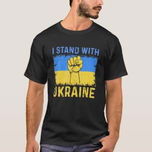 T-shirt Drapeau Ukrainien Levé La Poing Je Me Tiens Avec U