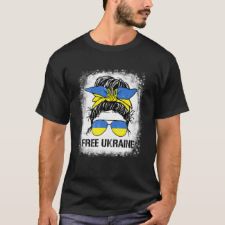 T-shirt Drapeau ukrainien, Ukraine Fierté Femmes Messy Bun