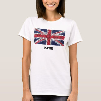 T-shirt Drapeau Union Jack Mosaic Design (Texte noir) Femm