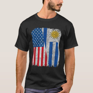 T-shirt Drapeau uruguayen Américain Moitié USA Uruguay Roo
