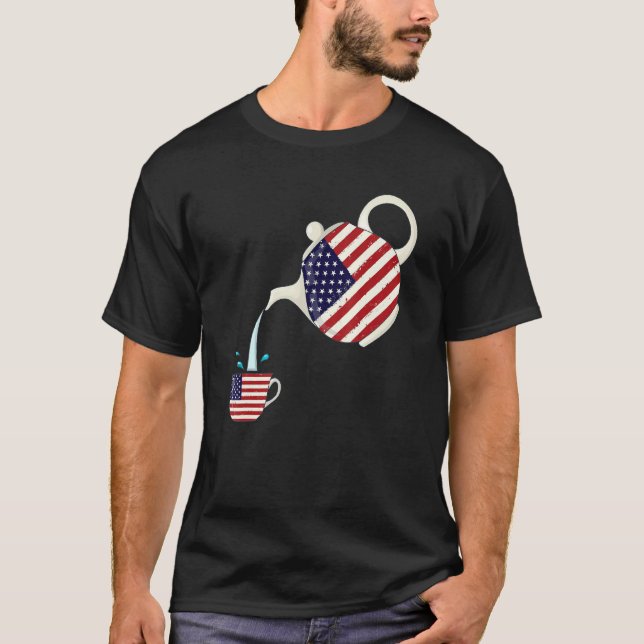 T-shirt Drapeau Us Avec Teapot & Teapot (Devant)
