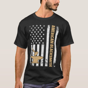 T-shirt Drapeau US Blacksmier Anvil & Hammer American Blac