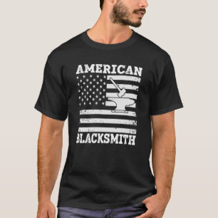 T-shirt Drapeau US Blacksmier Anvil & Hammer American Blac