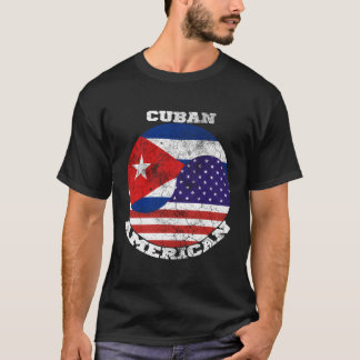 T-shirt Drapeau Us Et Cuba Demi Cubain Demi Américain