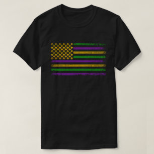 T-shirt Drapeau US Mardi Gras avec Fleur de Lis Patriotiqu