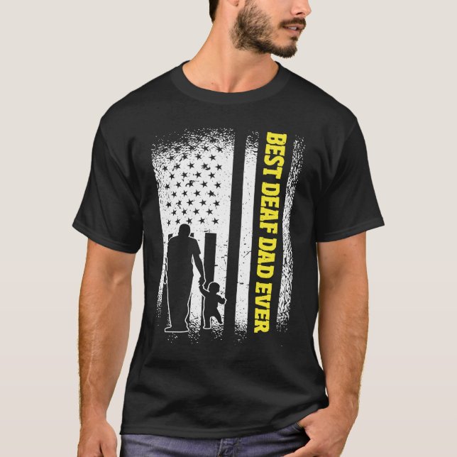 T-shirt Drapeau US meilleur père sourd (Devant)