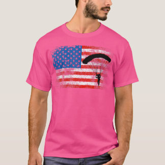T-shirt Drapeau US Skydive Parachute Patriotique Américain