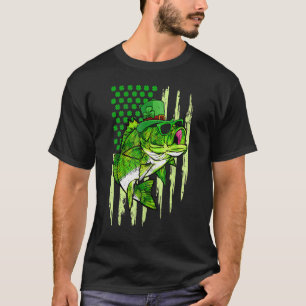 T-shirt Drapeau US Trèfle Vert Pêche Leprechaun St Patrick