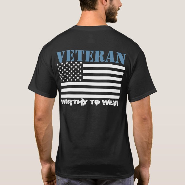 T-shirt Drapeau US - Vétéran DE LA FORCE AÉRIENNE BLEU - À (Dos)