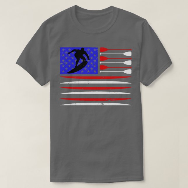 T-shirt Drapeau US Vintage Surfboard (Design devant)