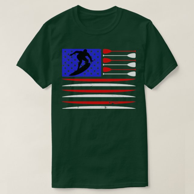 T-shirt Drapeau US Vintage Surfboard (Design devant)