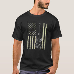 T-shirt Drapeau USA 4 juillet Guitariste Joueur Notes Vint
