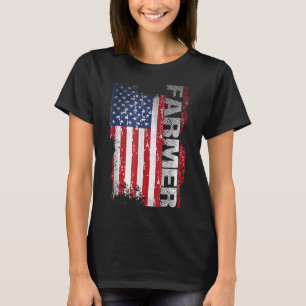 T-shirt Drapeau Usa Agriculteur Pour Le 4 Juillet