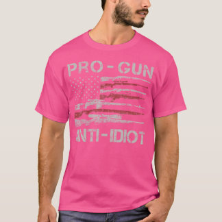 T-shirt Drapeau USA anti-idiot pro-arme 2e amendement