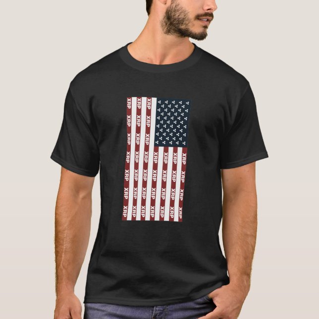T-shirt Drapeau Usa Avec Crypto À Chaîne De Blocage Numéri (Devant)