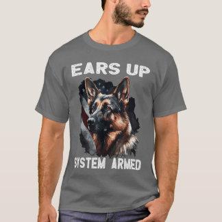 T-shirt Drapeau USA avec garçon berger allemand garçon gar