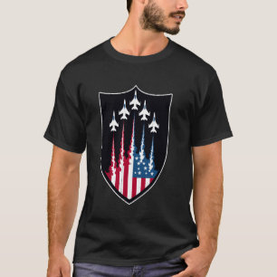T-shirt Drapeau USA Avions de chasse Militaires Patriotiqu