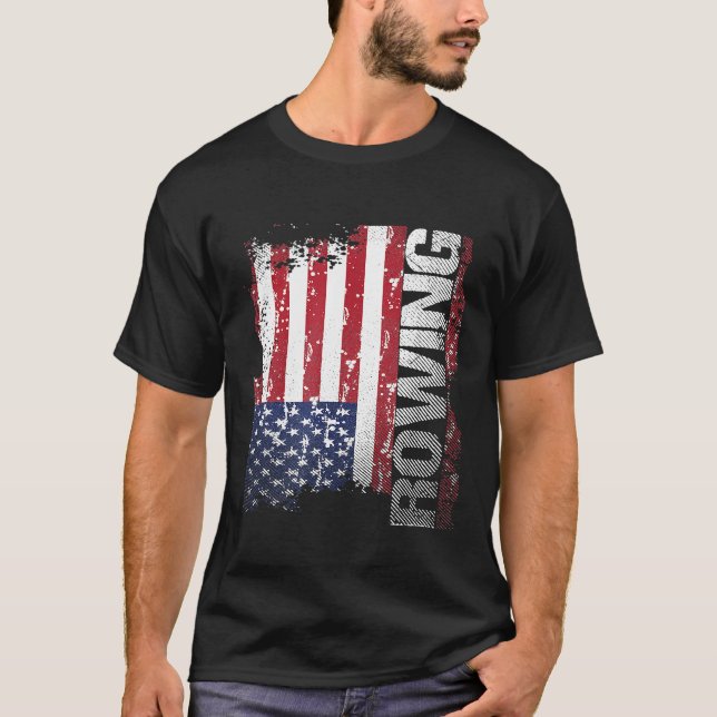 T-shirt Drapeau USA Aviron  1 (Devant)